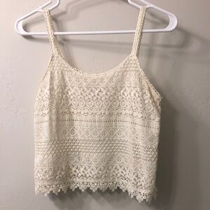 Mossimo Supply Co Cream Embellished Crop Camisole